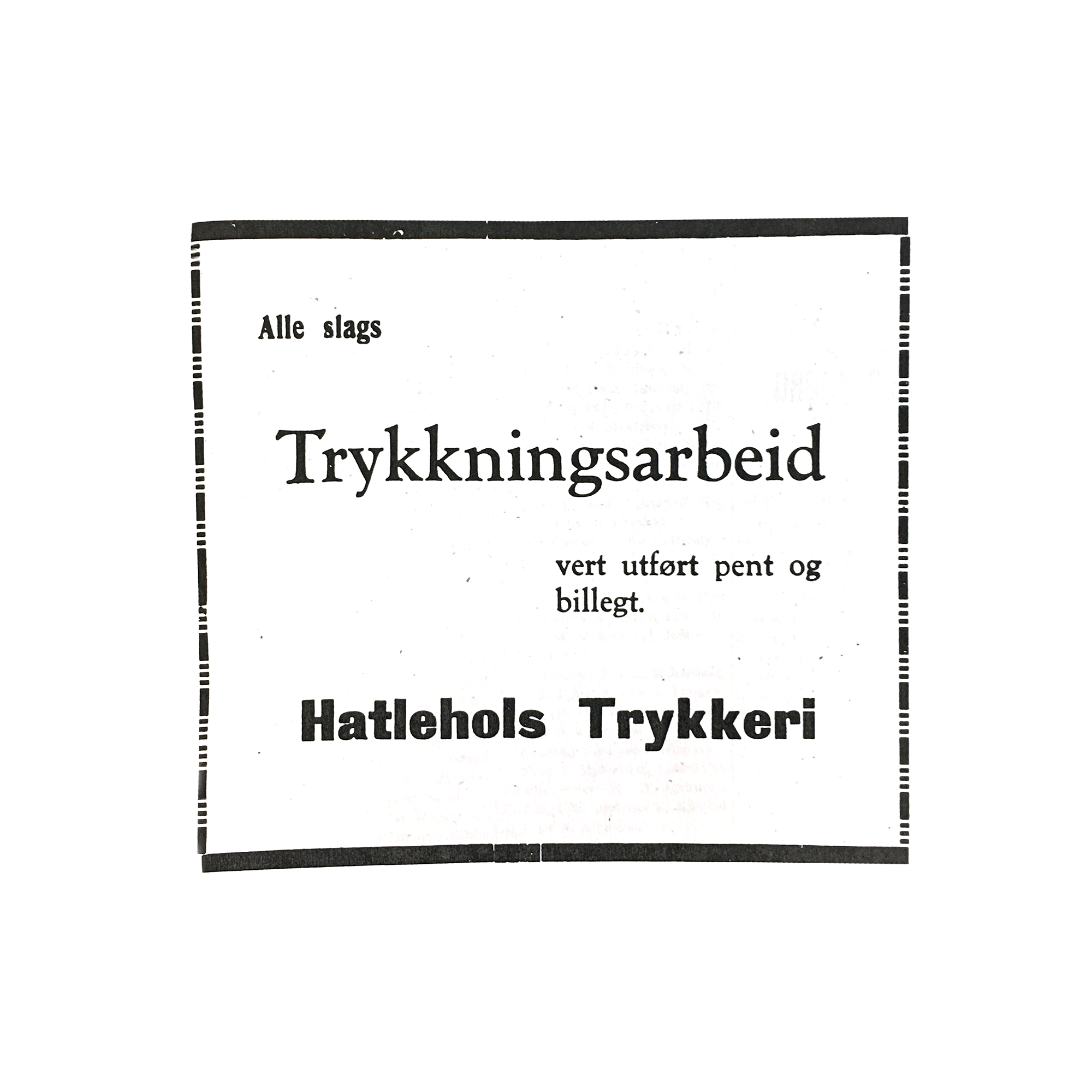 Annonse for Hatlehols i første utgave av Møre Bygdeblad i 1933